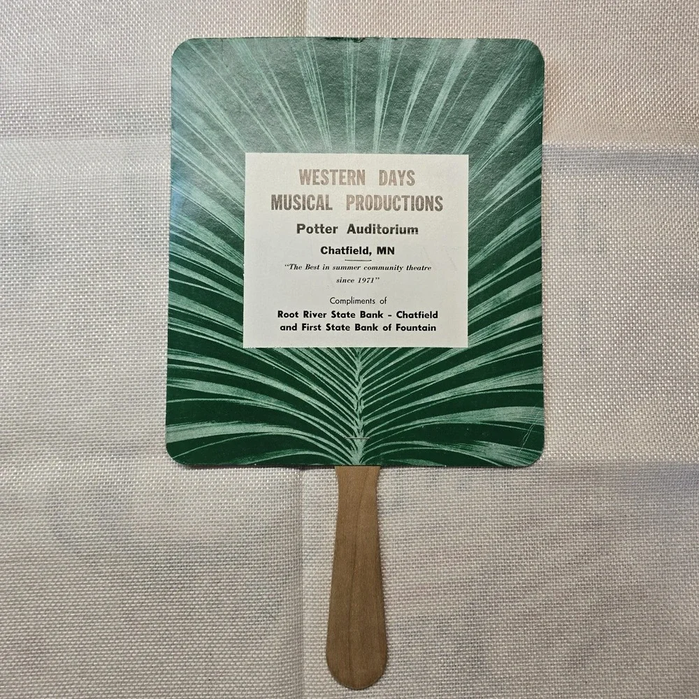 Vtg Western Days Musical Potter Auditorium Advertising Hand Fan Chatfield MN‎